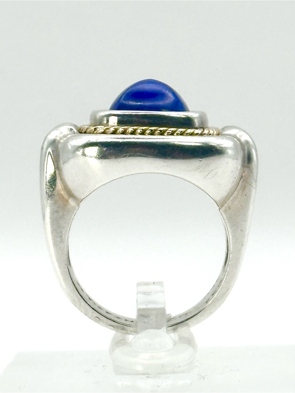 Tiffany & Co VINTAGE Sterling Silver & 18 Kt Gold Lapis Lazuli Rope Ring Sz 7.5 - Picture 7 of 14